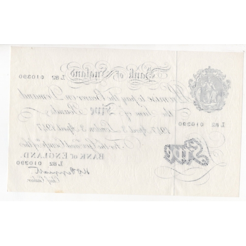 131 - Peppiatt 5 Pounds (B264) dated 3rd April 1947, serial L82 010390, London issue on thin paper (B264, ... 