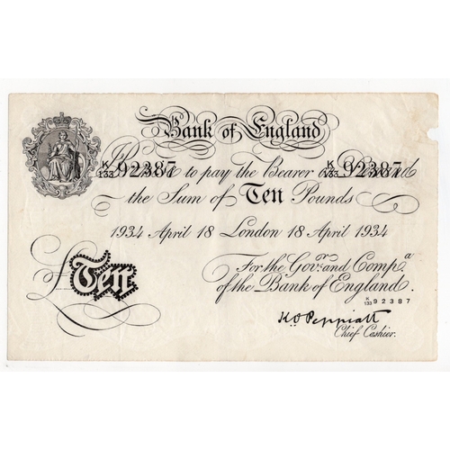 133 - Peppiatt BERNHARD note, 10 Pounds dated 18th April 1934, FIRST DATE recorded for forgeries, serial K... 