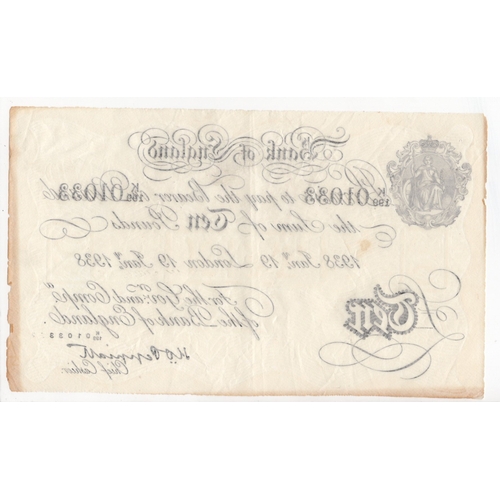 134 - Peppiatt BERNHARD note, 10 Pounds dated 19th January 1938, serial K/199 01033, London issue (B242 fo... 