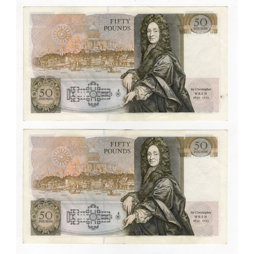 141 - Somerset 50 Pounds (B352) issued 1981 (2), a consecutively numbered pair of 'A' PREFIX notes just on... 