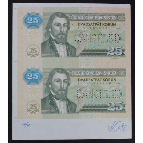 15 - Test Note, 25 Korun Slovakia (not legal tender), private essay security printing specimen test notes... 