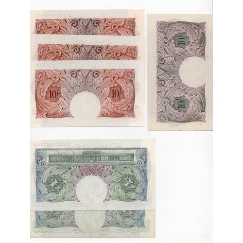 155 - Bank of England (6), a group of Britannia notes, Mahon 1 Pound VF, Peppiatt 10 Shillings WW2 emergen... 