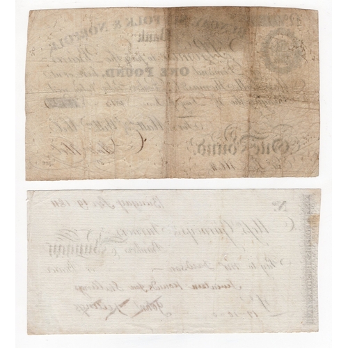 162 - Bungay, Suffolk & Norfolk Bank 1 Pound dated 1813, No.6124 for Matt & William Abel (Outing360b) trim... 