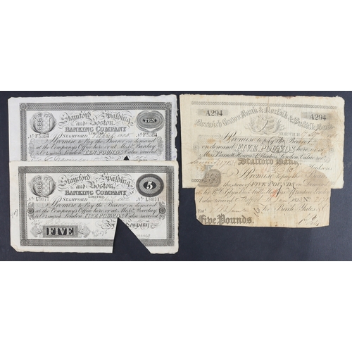 166 - Provincial Banks (4), Stafford Bank 5 Pounds dated 1823 for Birch, Yates & Co., serial No. 2171 (Out... 