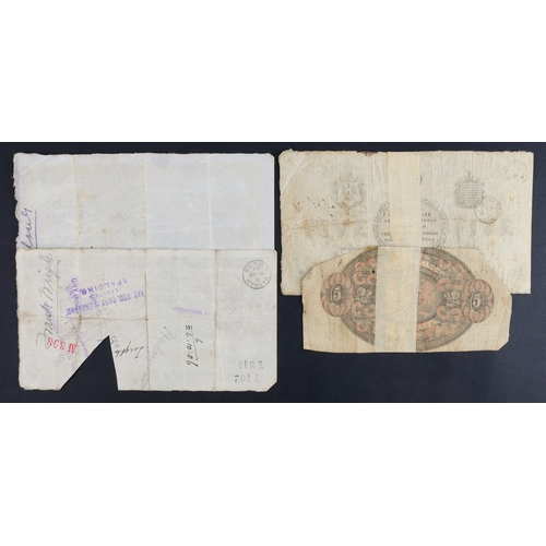 166 - Provincial Banks (4), Stafford Bank 5 Pounds dated 1823 for Birch, Yates & Co., serial No. 2171 (Out... 