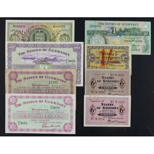 191 - Guernsey (8), 10 Shillings (2) dated 1st August 1945, FIRST date of issue Fine, and 1st July 1966 LA... 