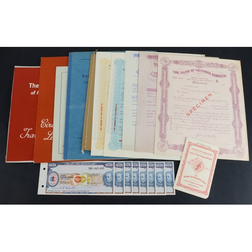 2 - Australia, a large group of SPECIMEN Letters of Indication, Letters of Credit and travellers cheques... 