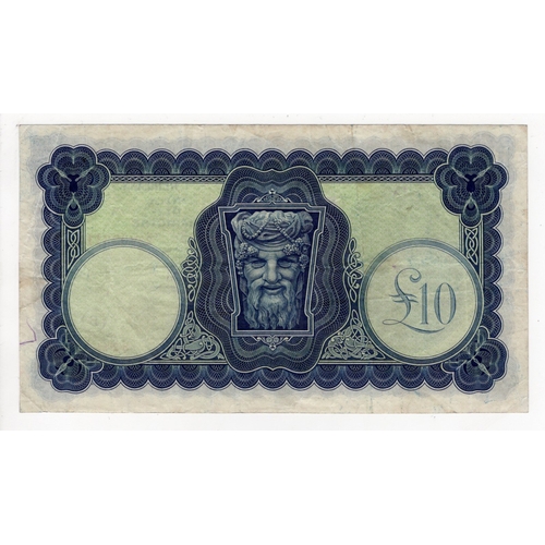 212 - Ireland Republic 10 Pounds dated 3rd February 1944, earlier war date with WAR CODE overprint, signed... 