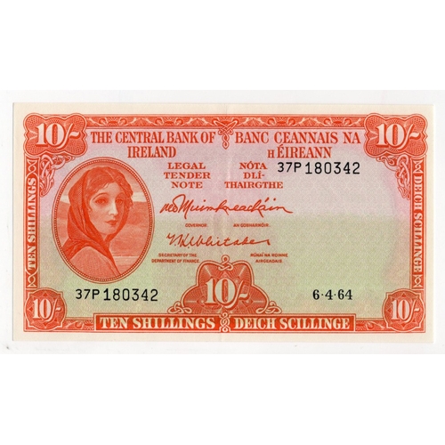 218 - Ireland Republic 10 Shillings dated 6th April 1964, Lady Lavery portrait at left, signed Muimhneacha... 