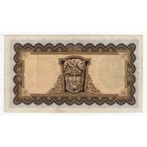 229 - Ireland Republic 5 Pounds dated 1st August 1942, earlier war date with WAR CODE overprint, signed Br... 