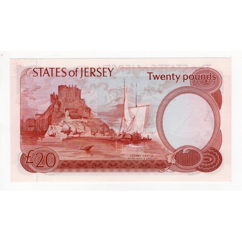 271 - Jersey 20 Pounds issued 1976 signed Clennett, Queen Elizabeth II portrait, LOW SERIAL number, serial... 