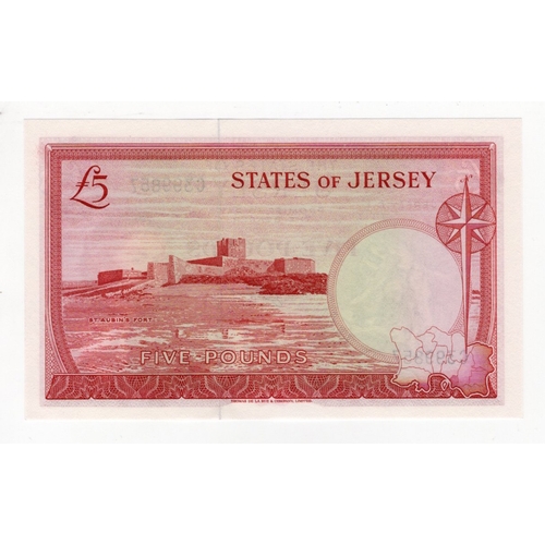 273 - Jersey 5 Pounds issued 1963 signed J. Clennett, serial C399857 (BNB B109b, Pick9b) Uncirculated