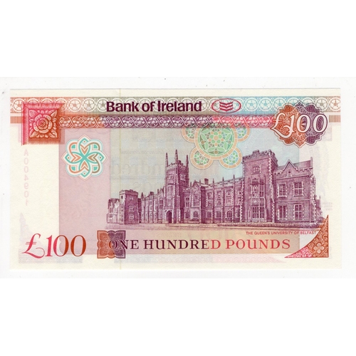 285 - Northern Ireland, Bank of Ireland 100 Pounds dated 28th August 1992, signed D.J. Harrison, serial A0... 