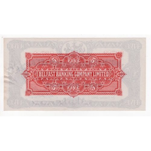 301 - Northern Ireland, Belfast Banking Company Limited 5 Pounds dated 2nd October 1942, signed F.E.V. Pre... 