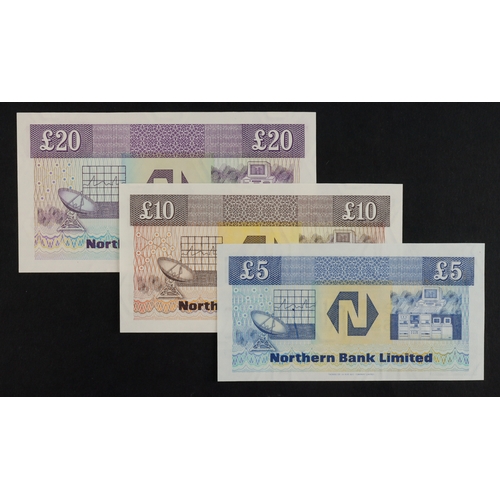 305 - Northern Ireland, Northern Bank Limited (3), 20 Pounds, 10 Pounds & 5 Pounds dated 24th August 1988,... 