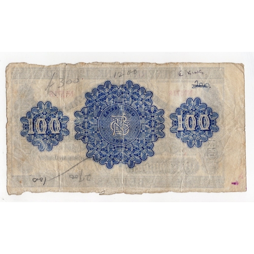 325 - Northern Ireland, Northern Bank Limited 100 Pounds dated 2nd June 1919 (issued 1929), large blue-bla... 