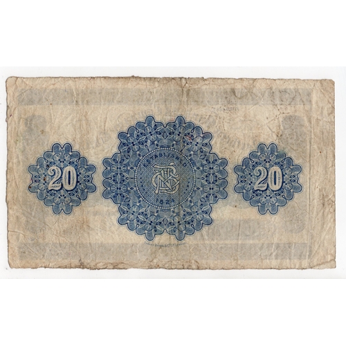 327 - Northern Ireland, Northern Bank Limited 20 Pounds dated 20th October 1921 (issued 1929), large blue-... 