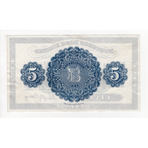 329 - Northern Ireland, Northern Bank Limited 5 Pounds dated 1st August 1943, signed H.J. Craig, serial N-... 