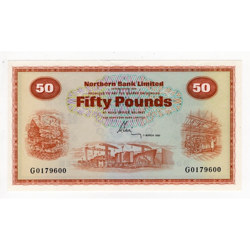 336 - Northern Ireland, Northern Bank Limited 50 Pounds dated 1st March 1981, signed Wilson Ervin, serial ... 