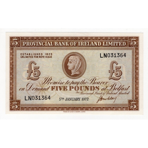 343 - Northern Ireland, Provincial Bank Limited 5 Pounds dated 5th January 1972, signed J.G. McClay, seria... 