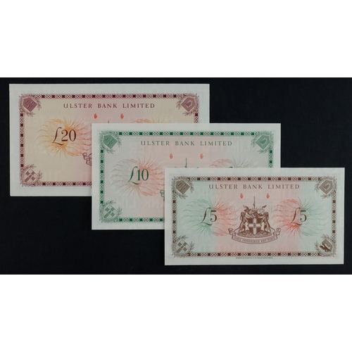 345 - Northern Ireland, Ulster Bank Limited (3), 20 Pounds, 10 Pounds and 5 Pounds dated 1st February 1988... 