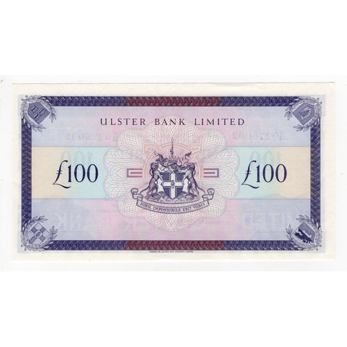 346 - Northern Ireland, Ulster Bank Limited 100 Pounds dated 1st December 1990, signed David Went, serial ... 