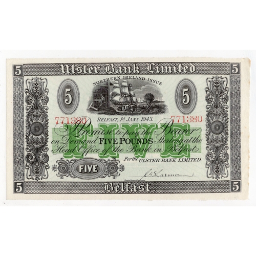 348 - Northern Ireland, Ulster Bank Limited 5 Pounds dated 1st January 1943, handsigned by C.R.S. Larmour,... 