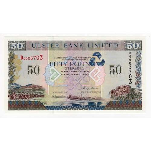 349 - Northern Ireland, Ulster Bank Limited 50 Pounds dated 1st January 1997, signed R.D. Kells, serial D0... 