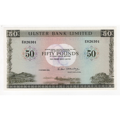 350 - Northern Ireland, Ulster Bank Limited 50 Pounds dated 1st October 1982, signed Victor Chambers, seri... 