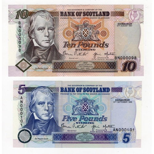 352 - Scotland, Bank of Scotland (2), 10 Pounds dated 5th August 1997, signed Pattullo & Masterton, FIRST ... 