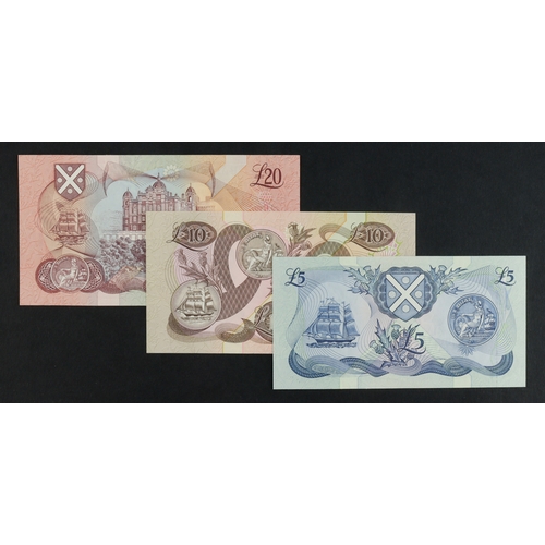 354 - Scotland, Bank of Scotland (3), 20 Pounds dated 3rd February 1992 serial AB208203, 10 Pounds dated 7... 