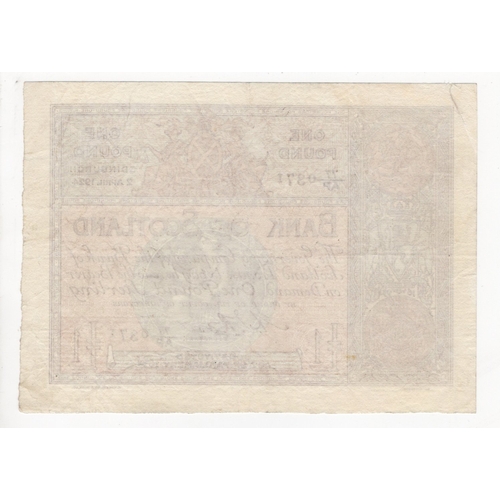 357 - Scotland, Bank of Scotland 1 Pound dated 2nd April 1924, large 'square' note with scarce early date,... 