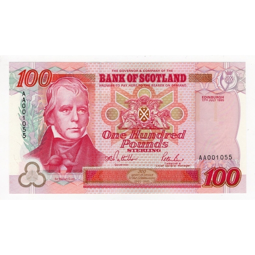 359 - Scotland, Bank of Scotland 100 Pounds dated 17th July 1995, FIRST SERIES note for this design, signe... 