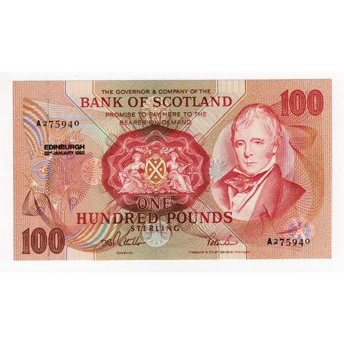 360 - Scotland, Bank of Scotland 100 Pounds dated 22nd January 1992, signed Pattullo & Burt, serial A27594... 