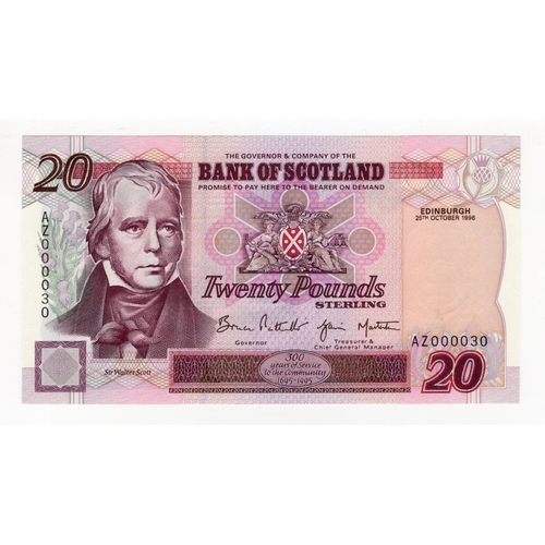 361 - Scotland, Bank of Scotland 20 Pounds dated 25th October 1996, signed Pattullo & Masterton, FIRST pre... 