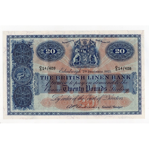 371 - Scotland, British Linen Bank 20 Pounds dated 7th December 1955, signed A.P. Anderson, serial C/5 14/... 