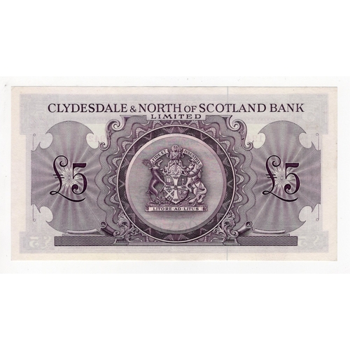 378 - Scotland, Clydesdale & North of Scotland Bank 5 Pounds dated 1st March 1960, signed R.D. Fairbairn, ... 