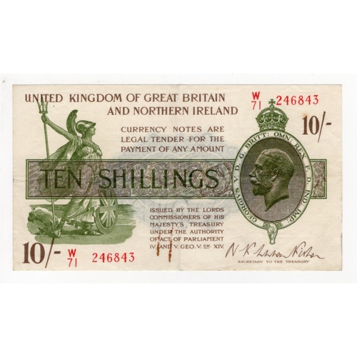 40 - Warren Fisher 10 Shillings (T33) issued 1927, LAST SERIES, serial W/71 246843, Great Britain & North... 