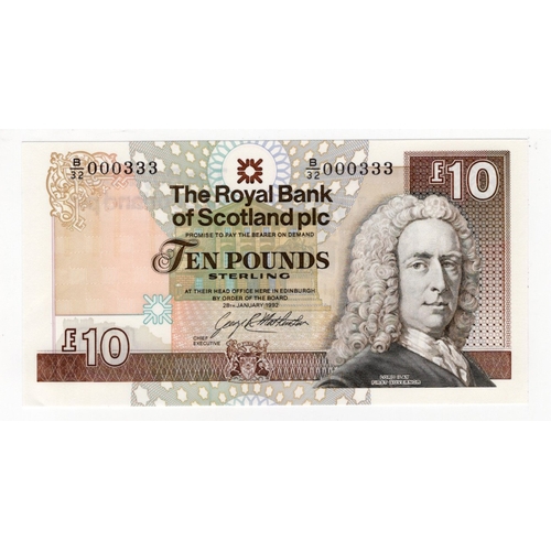 404 - Scotland, Royal Bank of Scotland 10 Pounds dated 28th January 1992, signed C. Winter, a VERY LOW num... 