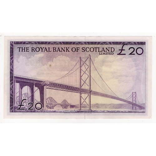 406 - Scotland, Royal Bank of Scotland 20 Pounds dated 19th March 1969, signed Robertson & Burke, serial A... 