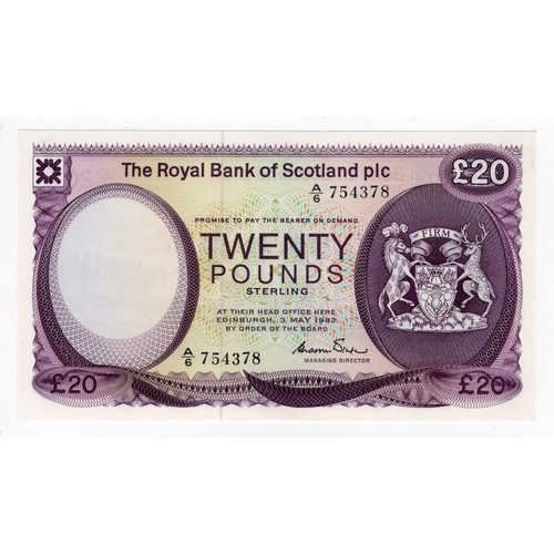 408 - Scotland, Royal Bank of Scotland 20 Pounds dated 3rd May 1982, signed C.R. Winter, serial A/6 754378... 