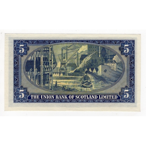 413 - Scotland, Union Bank 5 Pounds dated 3rd November 1952, signed Morrison, serial B 770/004 (PMS UB69a,... 