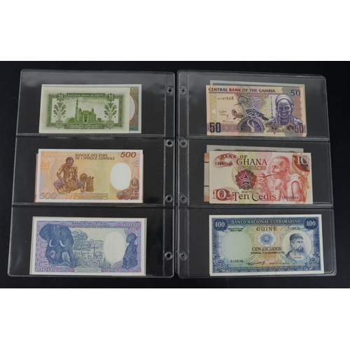 418 - Africa (13), a high grade group in album sleeves, Central African States 1000 Francs, Djibouti 1000 ... 