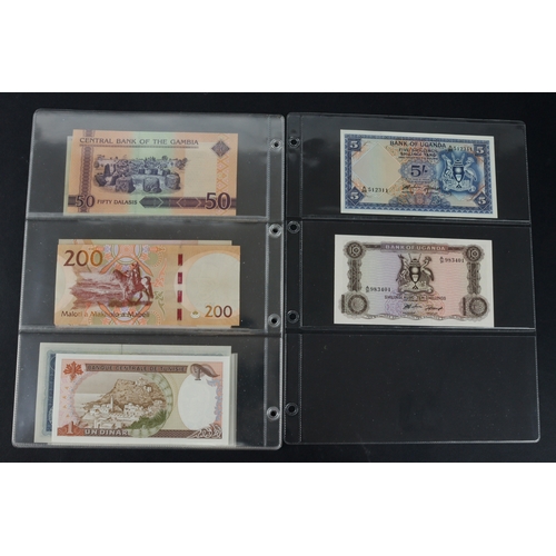 418 - Africa (13), a high grade group in album sleeves, Central African States 1000 Francs, Djibouti 1000 ... 