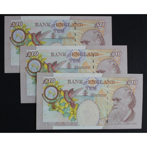 42 - Bailey 10 Pounds (B400cs) issued 2004 (3), Column Sort notes, serial EL49 078179, EL49 078885 & EL49... 