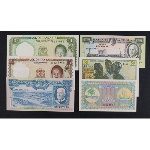 420 - Africa (6), Angola 20 Escudos & 50 Escudos dated 1962, French West Africa Togo 50 Francs 1956, Maldi... 