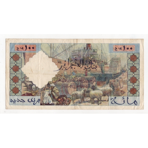 429 - Algeria 100 Nouveaux Francs dated 29th September 1961, serial N.383 211 (BNB B149b, Pick121b) a few ... 