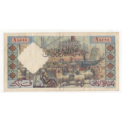 430 - Algeria 10000 Francs dated 3rd October 1957, serial V.450 685 (BNB B204a, Pick110) pinholes, origina... 