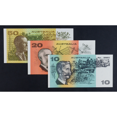 434 - Australia (3), 50 Dollars, 20 Dollars and 10 Dollars all signed Fraser & Higgins and issued 1989 - 1... 