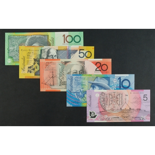 437 - Australia (5), 100 Dollars, 50 Dollars, 20 Dollars, 10 Dollars & 5 Dollars issued 1993 - 1996 all si... 